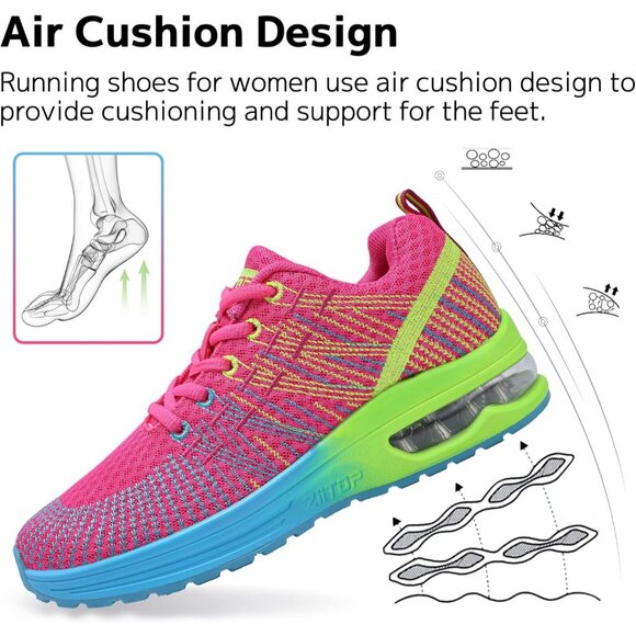 Brand New Women Pink Blue Rubber Running Shoes Air Cushion Mesh Sneakers 8.5 - Picture 5 of 7